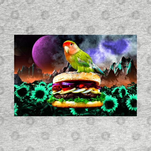 surreal hamburger lovebird by FandomizedRose